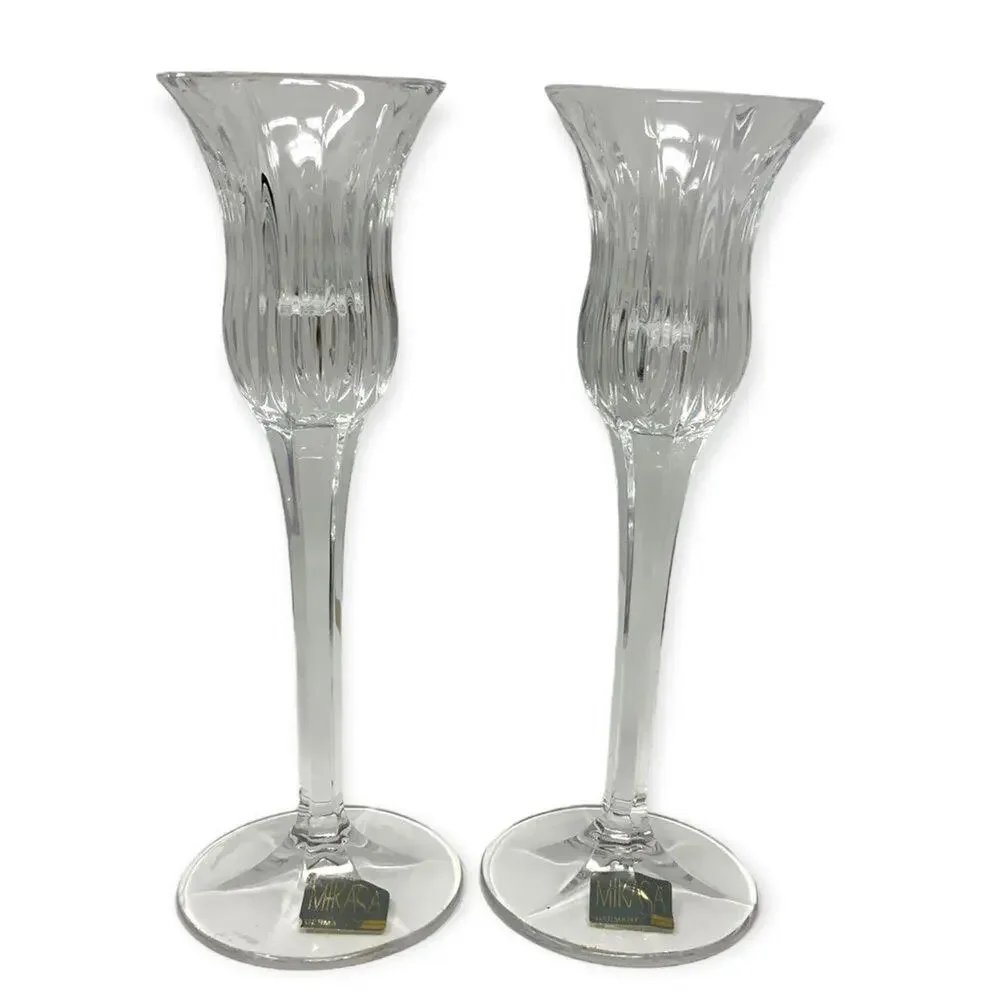 Mikasa Icicles Crystal Candlestick Holders Set of 2 NWT
